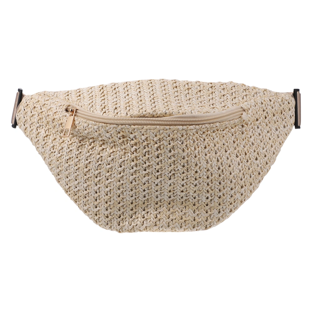 1pc Summer Waist Bag Imitation Straw Woven Bag Chest Pouch Cross-body Bag