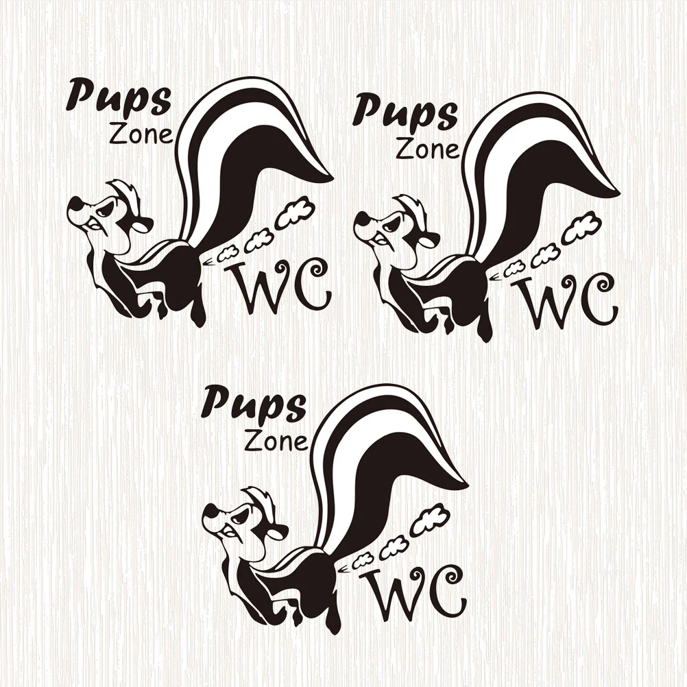 3pcs Cartoon Skunk Pattern Toilet Stickers Bathroom Stickers Removable Waterproof Wall Decals for Bathroom Toilet Restroom (Black 24 x 22.5cm)
