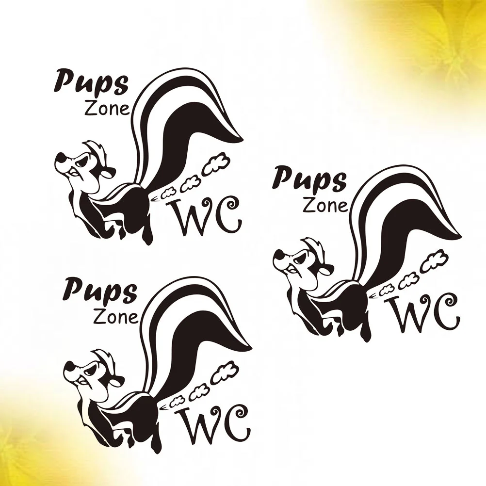 3pcs Cartoon Skunk Pattern Toilet Stickers Bathroom Stickers Removable Waterproof Wall Decals for Bathroom Toilet Restroom (Black 24 x 22.5cm)