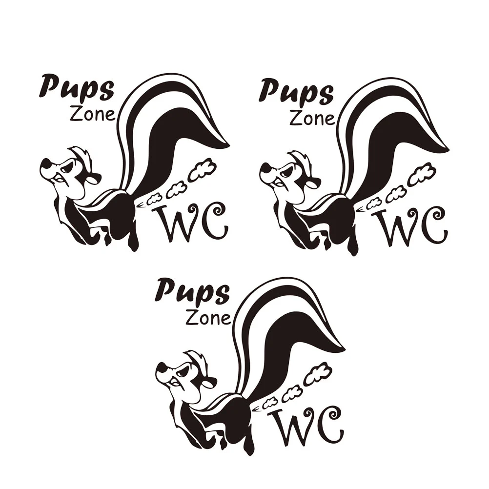 3pcs Cartoon Skunk Pattern Toilet Stickers Bathroom Stickers Removable Waterproof Wall Decals for Bathroom Toilet Restroom (Black 24 x 22.5cm)