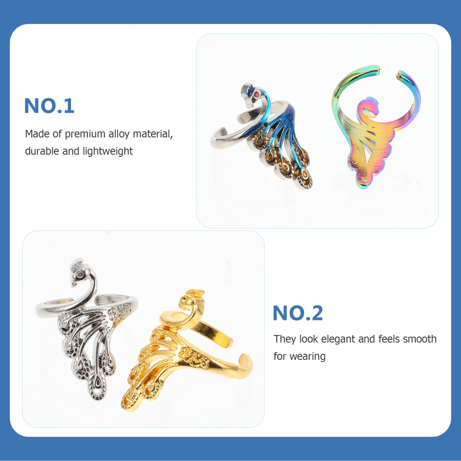 4Pcs Knitting Loop Rings Multi-purpose Rings Practical Crochet Bird Rings