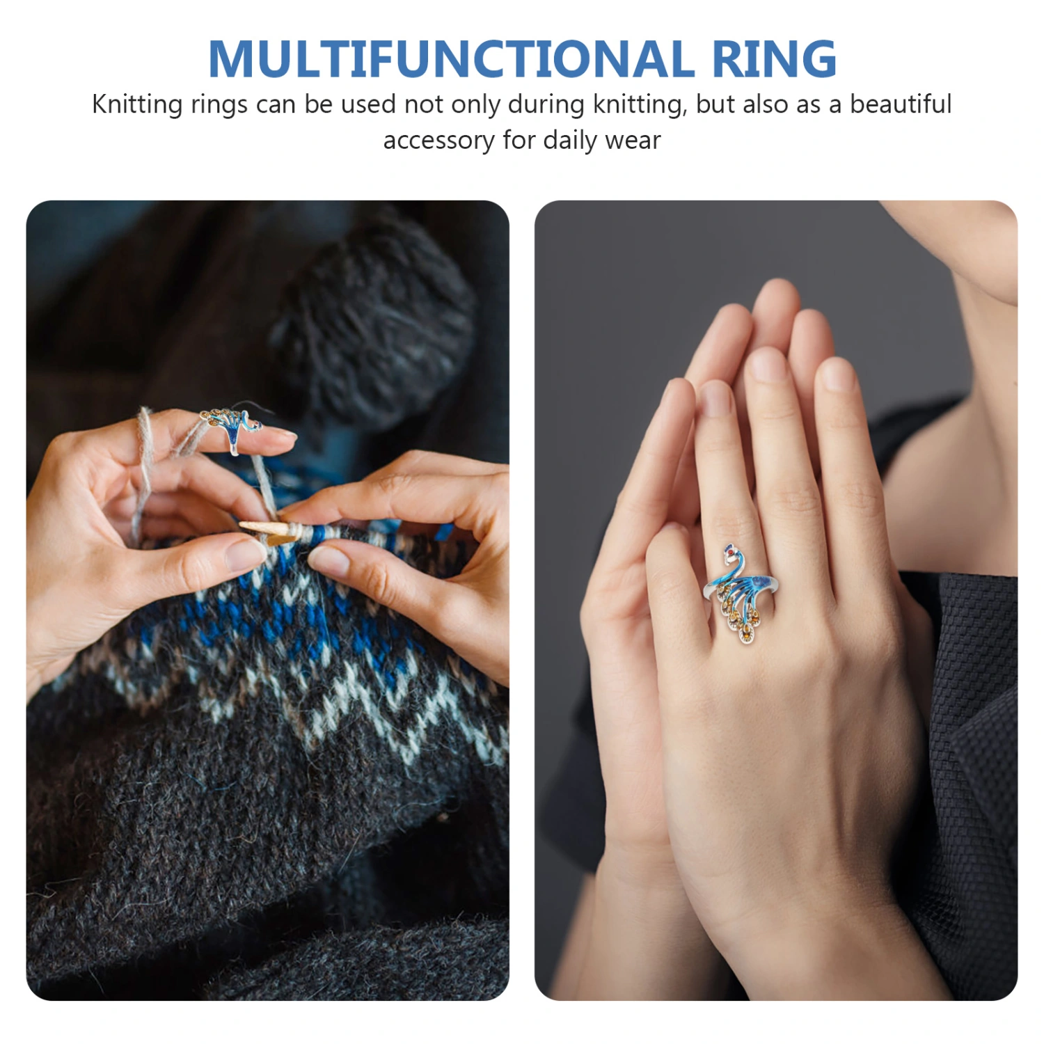 4Pcs Knitting Loop Rings Multi-purpose Rings Practical Crochet Bird Rings