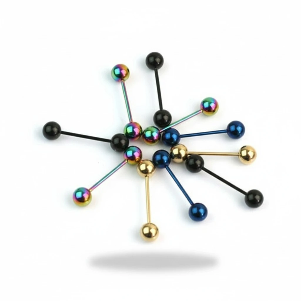 10pcs Women Tongue Ring Bar Stud (Random Color)