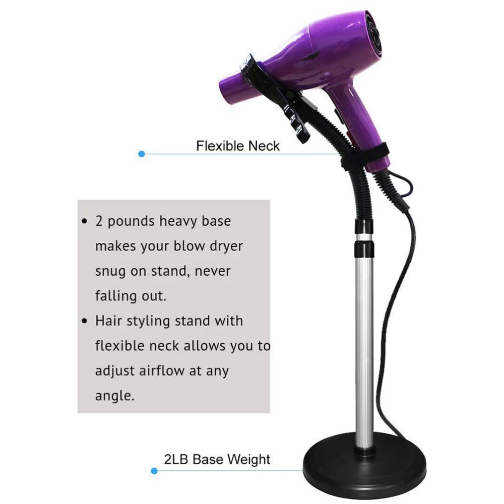 Hair Dryer Holder 360 Degree Rotating Lazy Hair Dryer Stand with Suction Cup