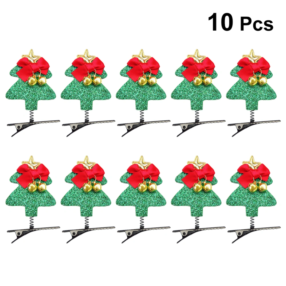 10pcs Christmas Hair Clips Xmas Bell Sequins Barrette Hair Accessories for Girls Teens (Christmas Tree)