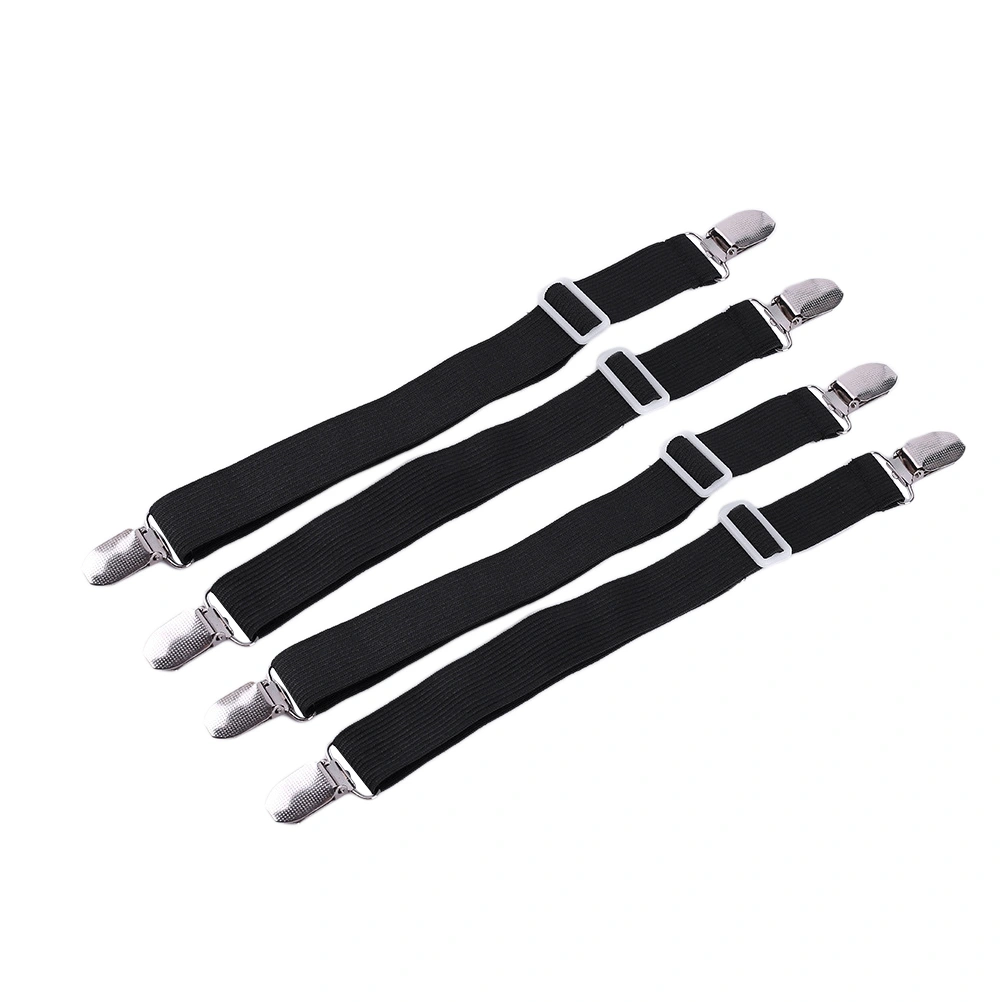 4pcs Bed Sheet Adjustable Fasteners Suspenders Gripper Elastic Straps Clips for Various Bed Sheets Mattress Covers Sofa Cushion Hospital Beds