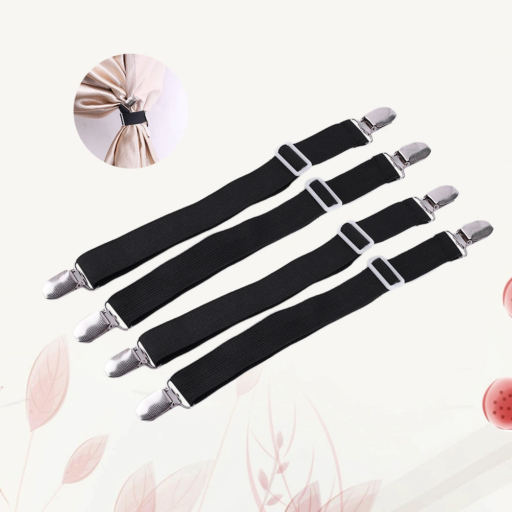 4pcs Bed Sheet Adjustable Fasteners Suspenders Gripper Elastic Straps Clips for Various Bed Sheets Mattress Covers Sofa Cushion Hospital Beds