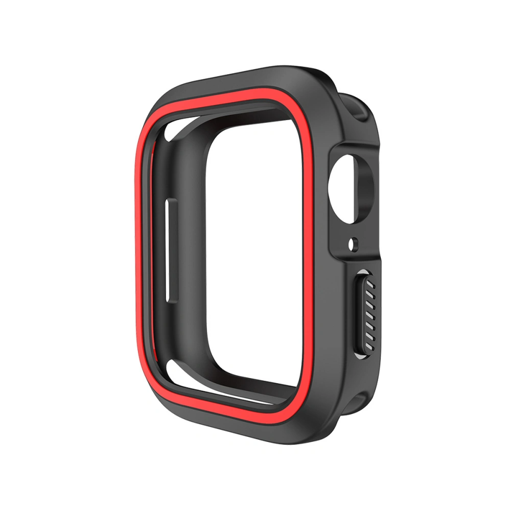 Silicone Smart Watch Protective Cover Watch Protector Frame Compatible for Apple Watch 40mm (Black and Red)