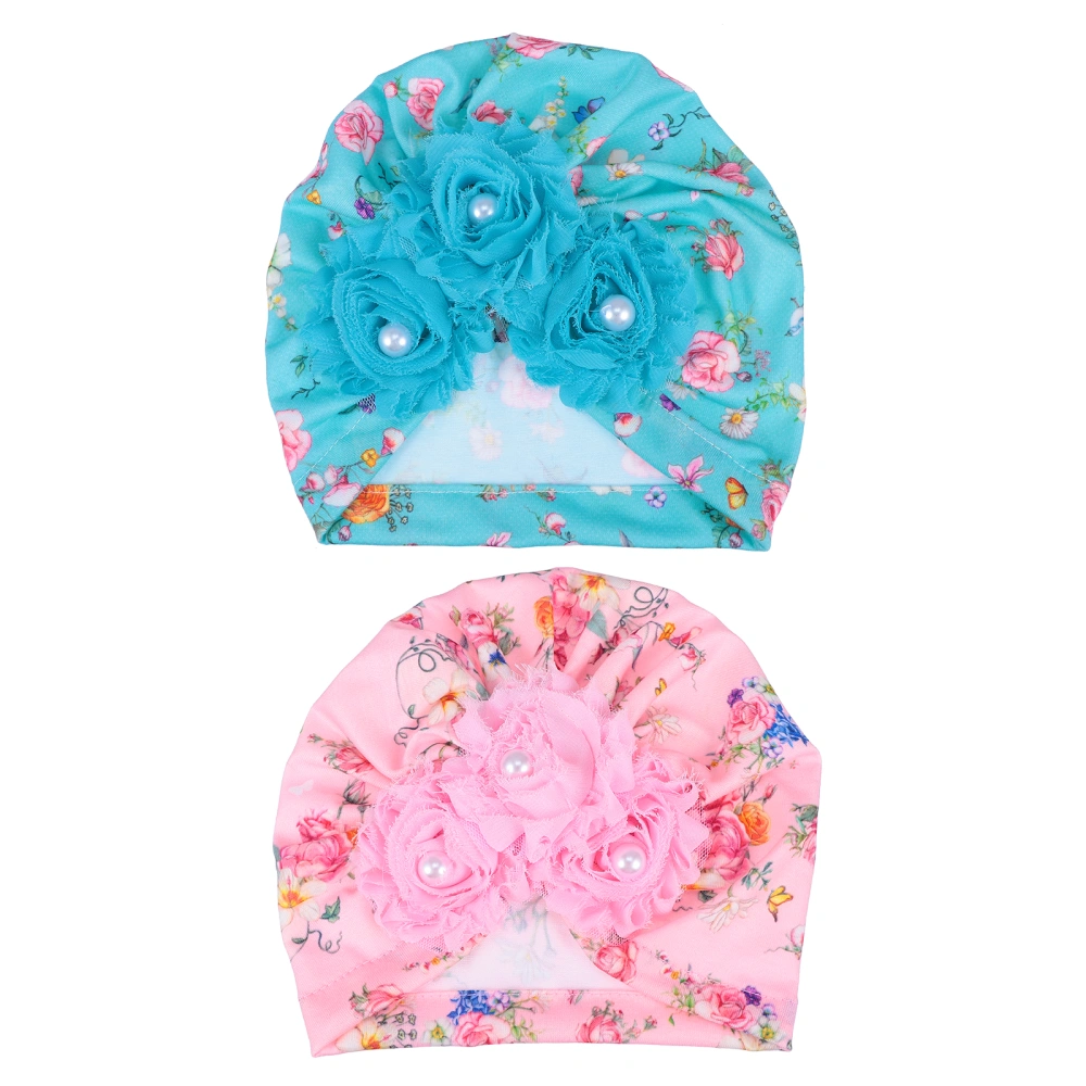 2 Pcs Baby Hat Colorful Baby Creative Turban Hat Flower Pattern Baby Sleeve