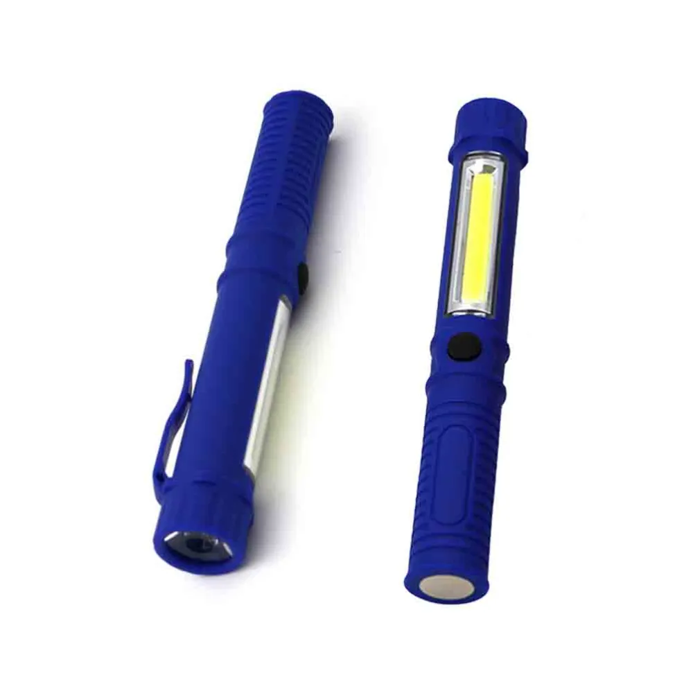 Multifunction COB LED Work Light Mini Pen Inspection Repair Flashlight Torch with Magnetic Base and Clip (Blue)