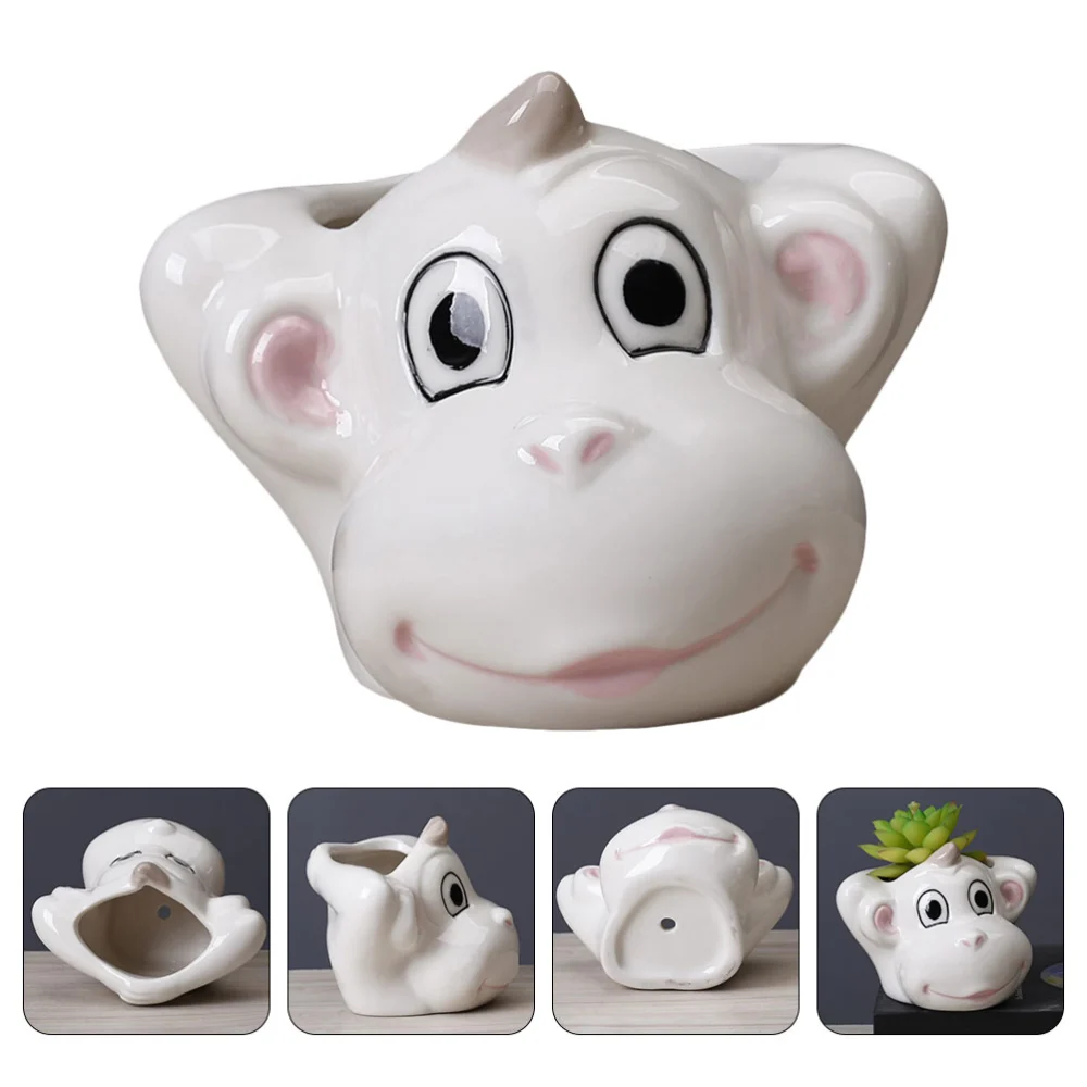 1Pc Succulent Flowerpot Adorable Cartoon Planter Desk Ceramic Plant Pot Decor