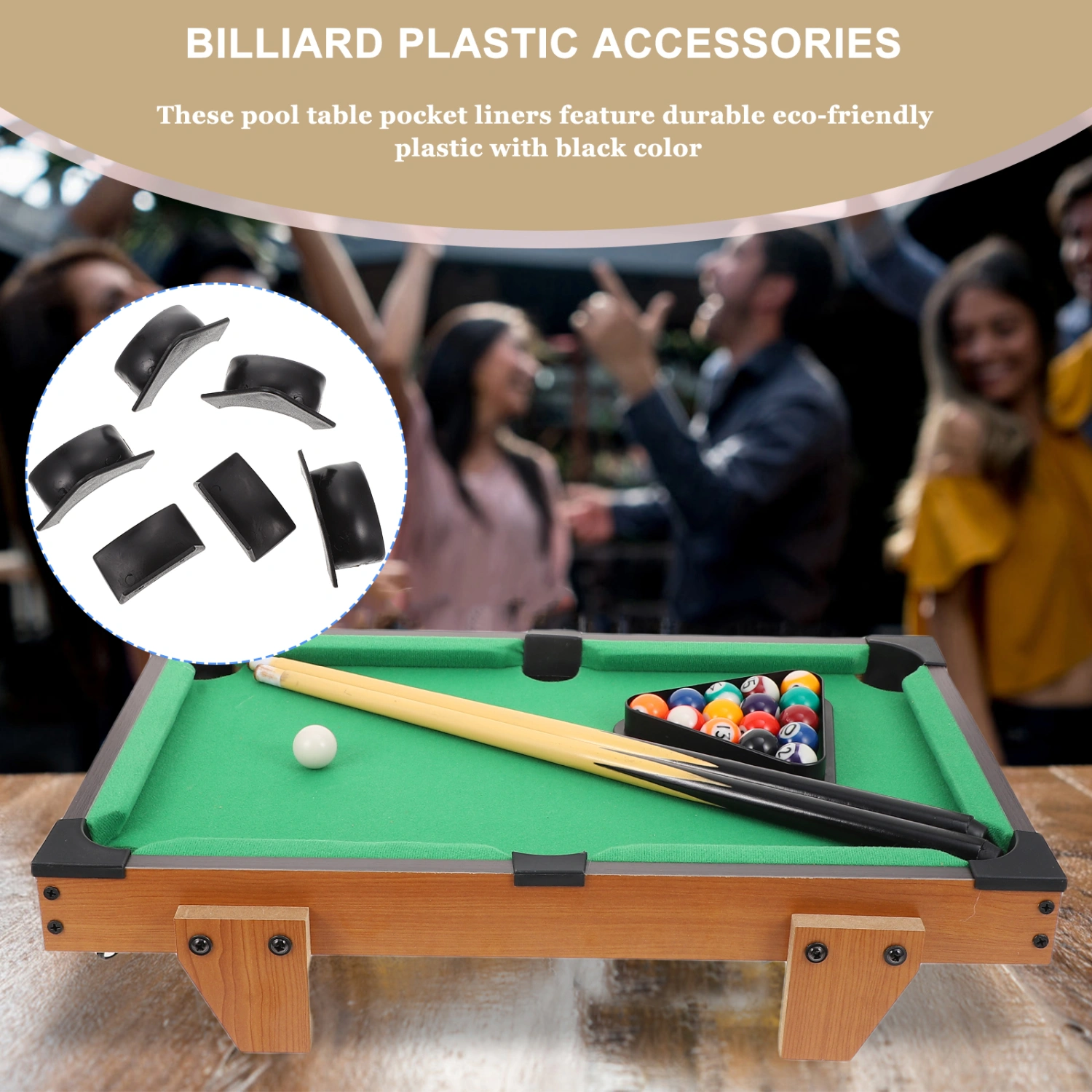 2 Sets Billiards Table Pocket Liner Table Accessories Table Tools for Pool Table (Black)