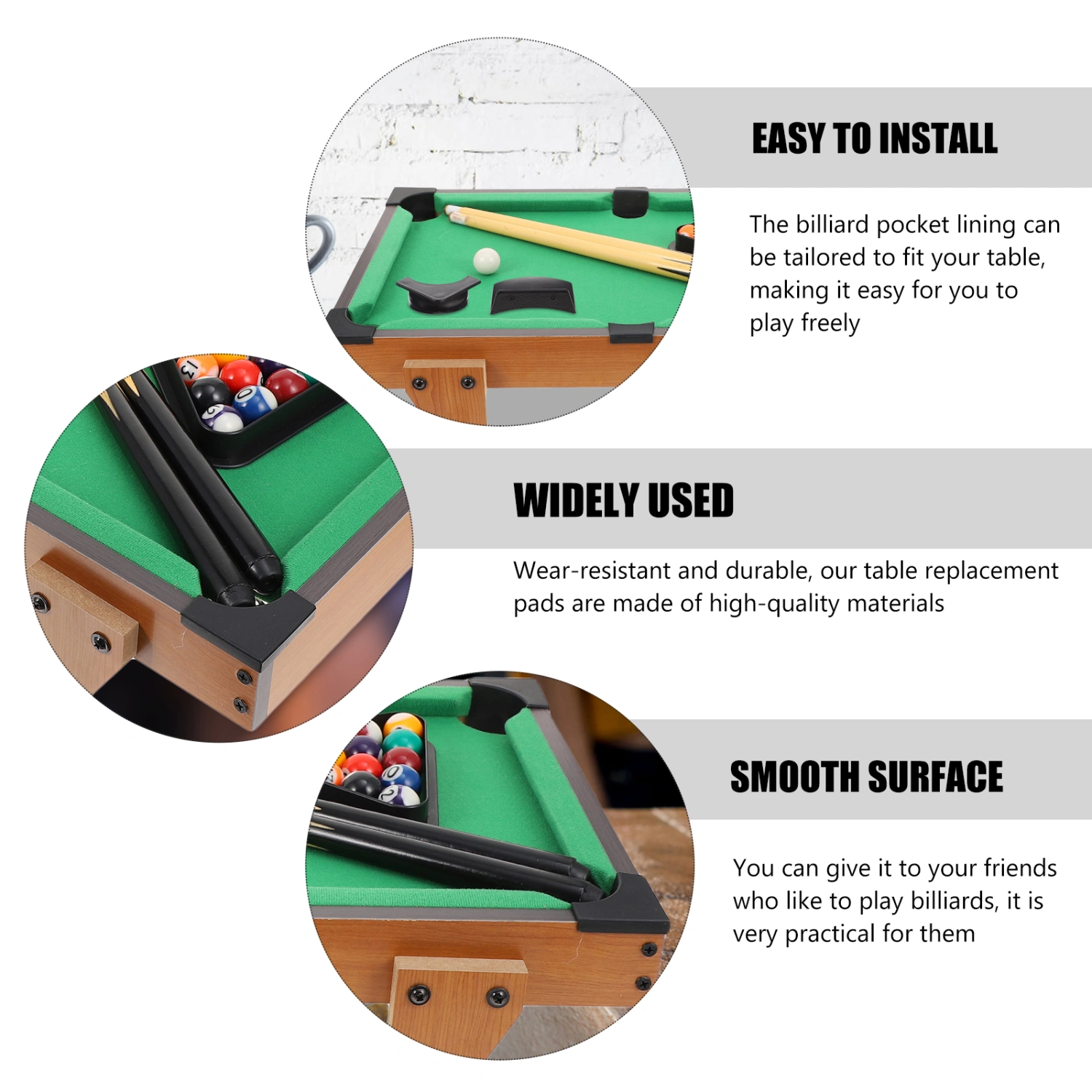 2 Sets Billiards Table Pocket Liner Table Accessories Table Tools for Pool Table (Black)