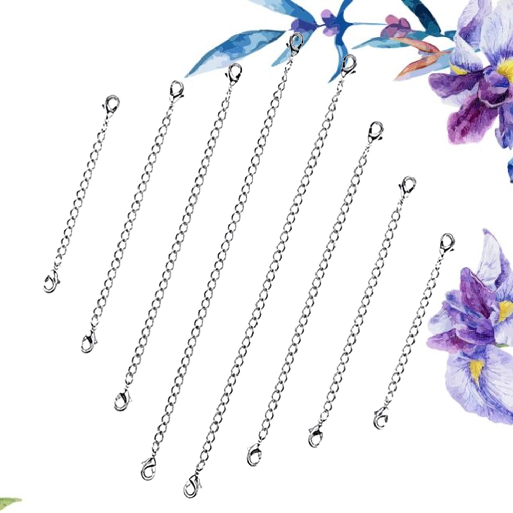 8PCS Stainless Steel Lobster Buckle Necklace Extension Chain with Lobster Clasp at Both Ends for DIY Jewelry Making