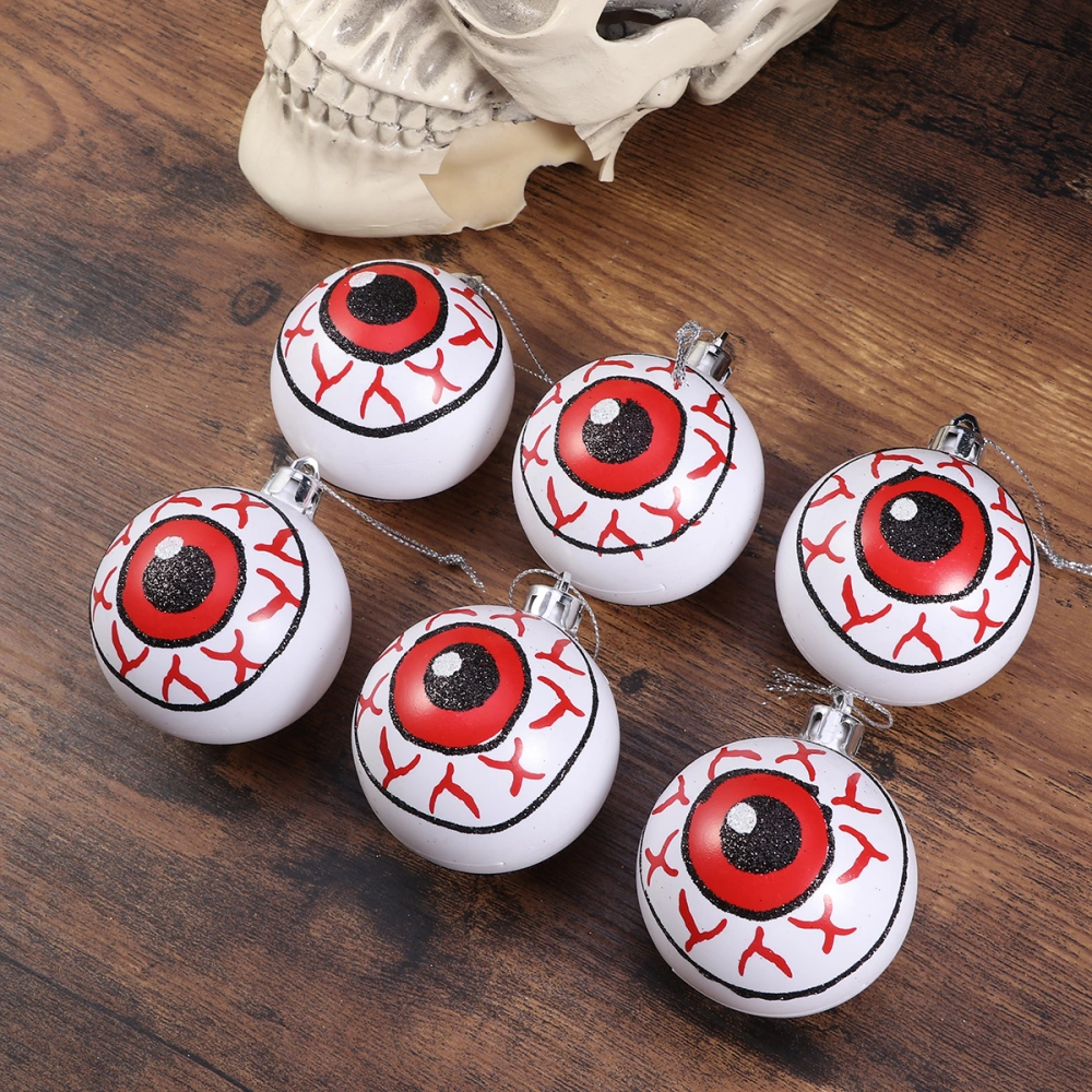 6 Pcs 6cm Halloween Hanging Ball Hanging Drops for Festival Party Gathering - Ghost Eyes (White)