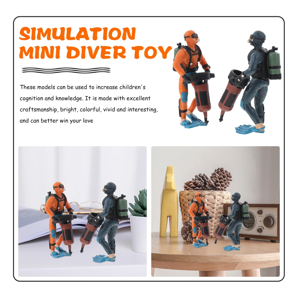 2Pcs Adorable Simulated Diver Models Diver Adornments Landscape Ornaments