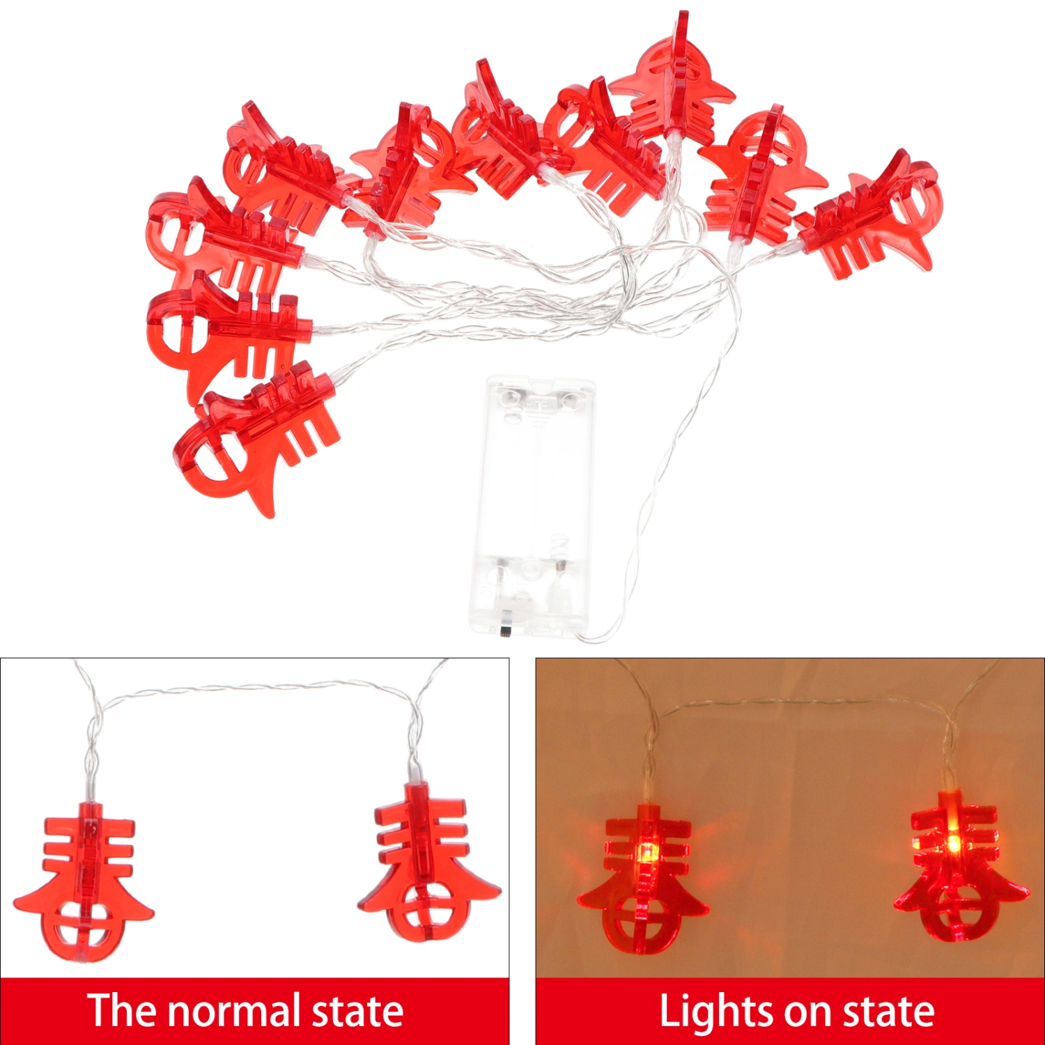 1 Set 10 LEDs Spring Festival String Light Decorative Lamp String (No Battery)