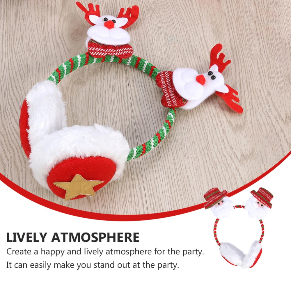 2pcs Cartoon Christmas Earmuffs Winter Headband Ear Warmer Lovely Headdress