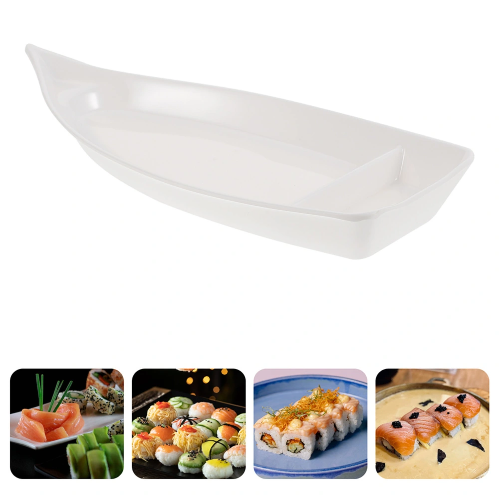 1 Pc Multipurpose Snack Plate Boat-shaped Dish Plate Storage Plate (White)