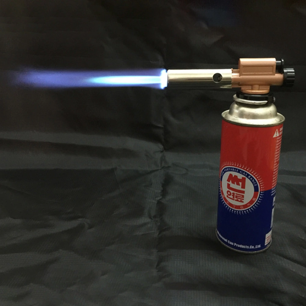 Portable Outdoor Flamethrower Gas Welding Torch Barbecue Burning Torch (Silver)