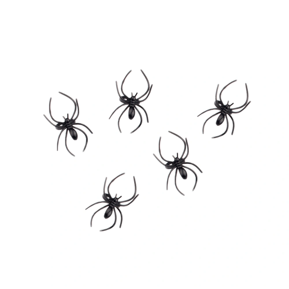 100pcs Spiders Shape Ring Plastic Halloween Finger Ring Halloween Props for Club Festival (Black)