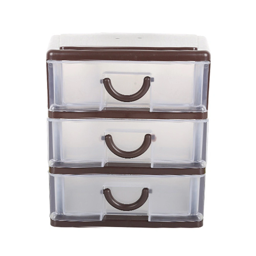 Brown 4 Layer Multifunctional Drawer Type Storage Box Plastic Translucent Storage Case Sundries Holder Creative Desktop Organizer Cosmetic Container for Home Office