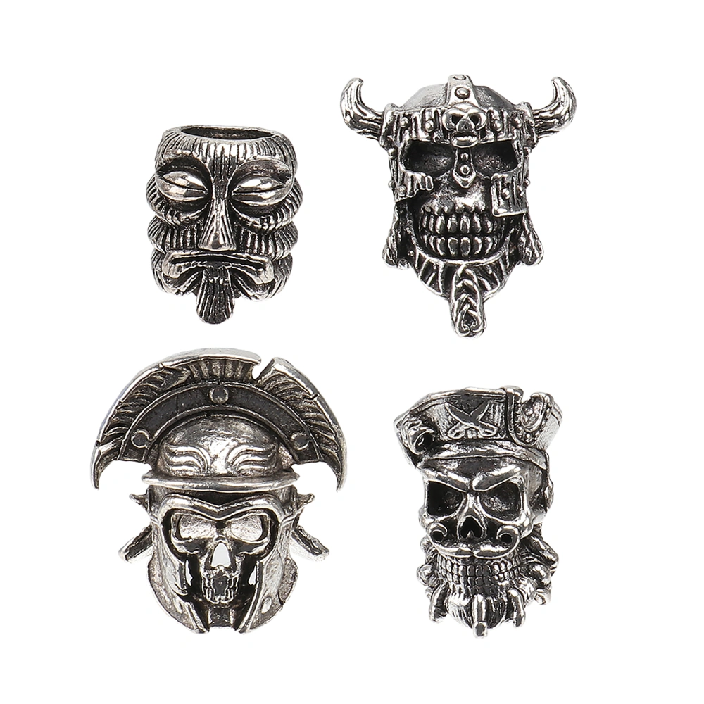 4Pcs Metal Skull Shape Beads Jewelry Making Pendants for Necklaces Bracelets