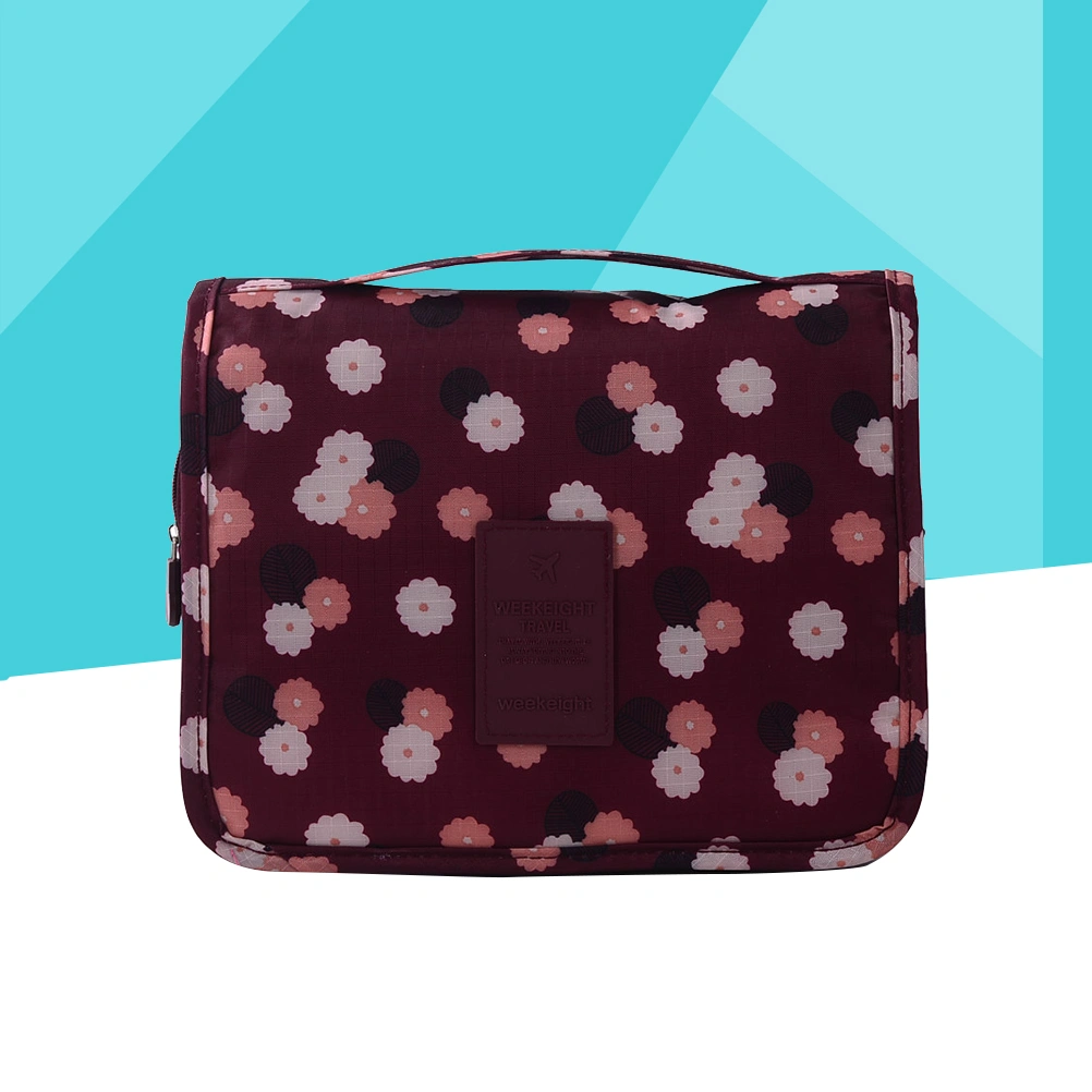 Hanging Toiletry Organizer Multifunctional Cosmetic Bag Portable Travel Makeup Pouch for Women Girls (Wine Red)