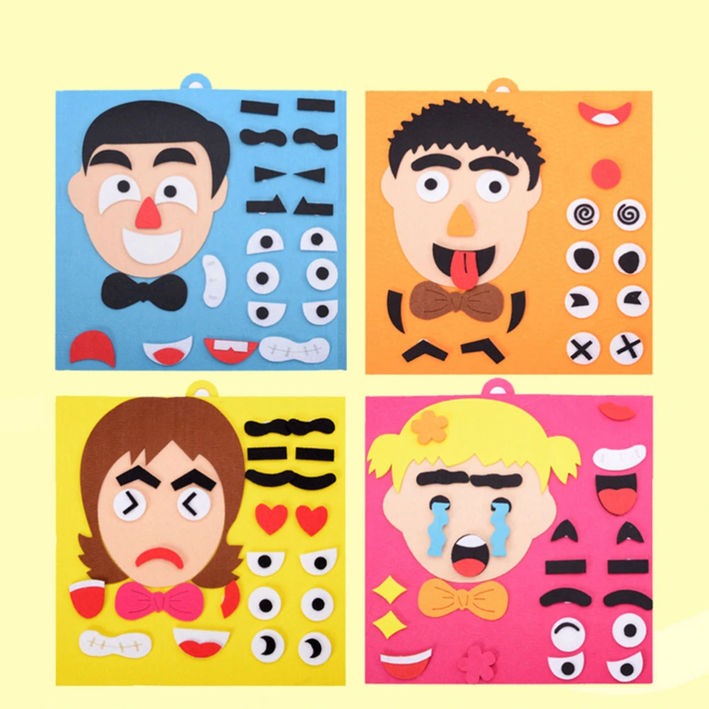 1pc Facial Puzzle Toy Funny Faces Changing Puzzle Toy Early Development Toy DIY Educational Games Puzzle Set (Yellow Mother Style)