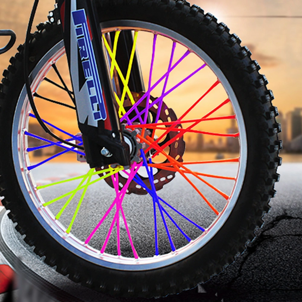 72 PCS Bike Spoke Spoke Skins Covers Motorcycle Motocross Dirt Bike MTB Wheel Rim Spoke Wraps Protector Kit (Random Color)