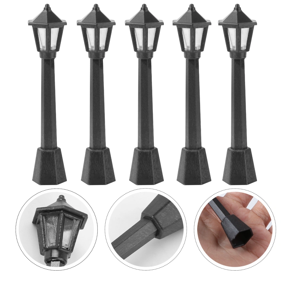 10PCS Lamppost Lamps Street Lights Microscopic Model Lights for Miniature Doll House Decoration Black