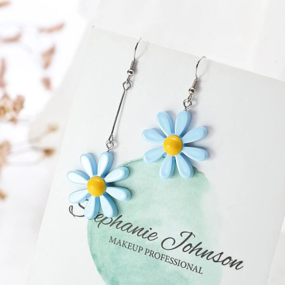 1 Pair Simulation Daisy Flower Earrings Simple Beautiful Ear Accessaries for Women Girls Ladies (Sky-blue)