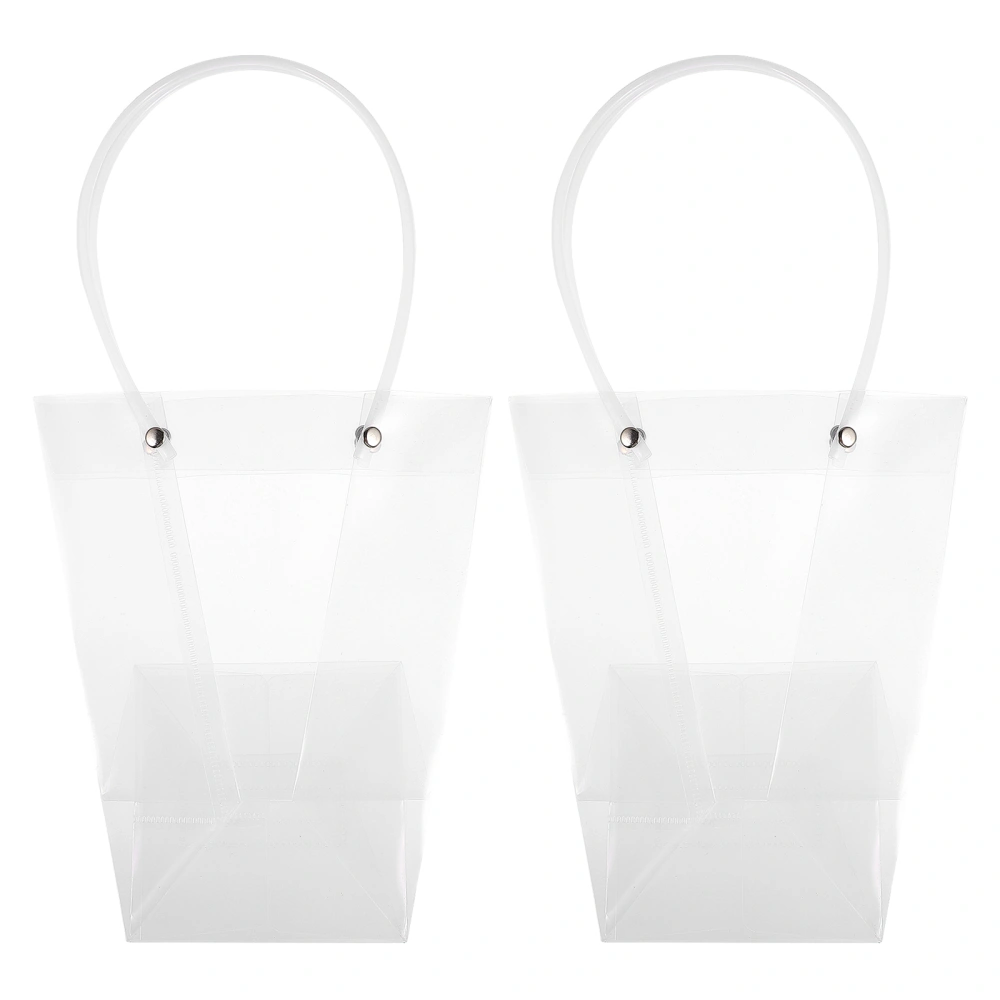 2pcs Transparent Gift Tote Bag Flower Bouquet Gift Wrapping Bag Storage Holder