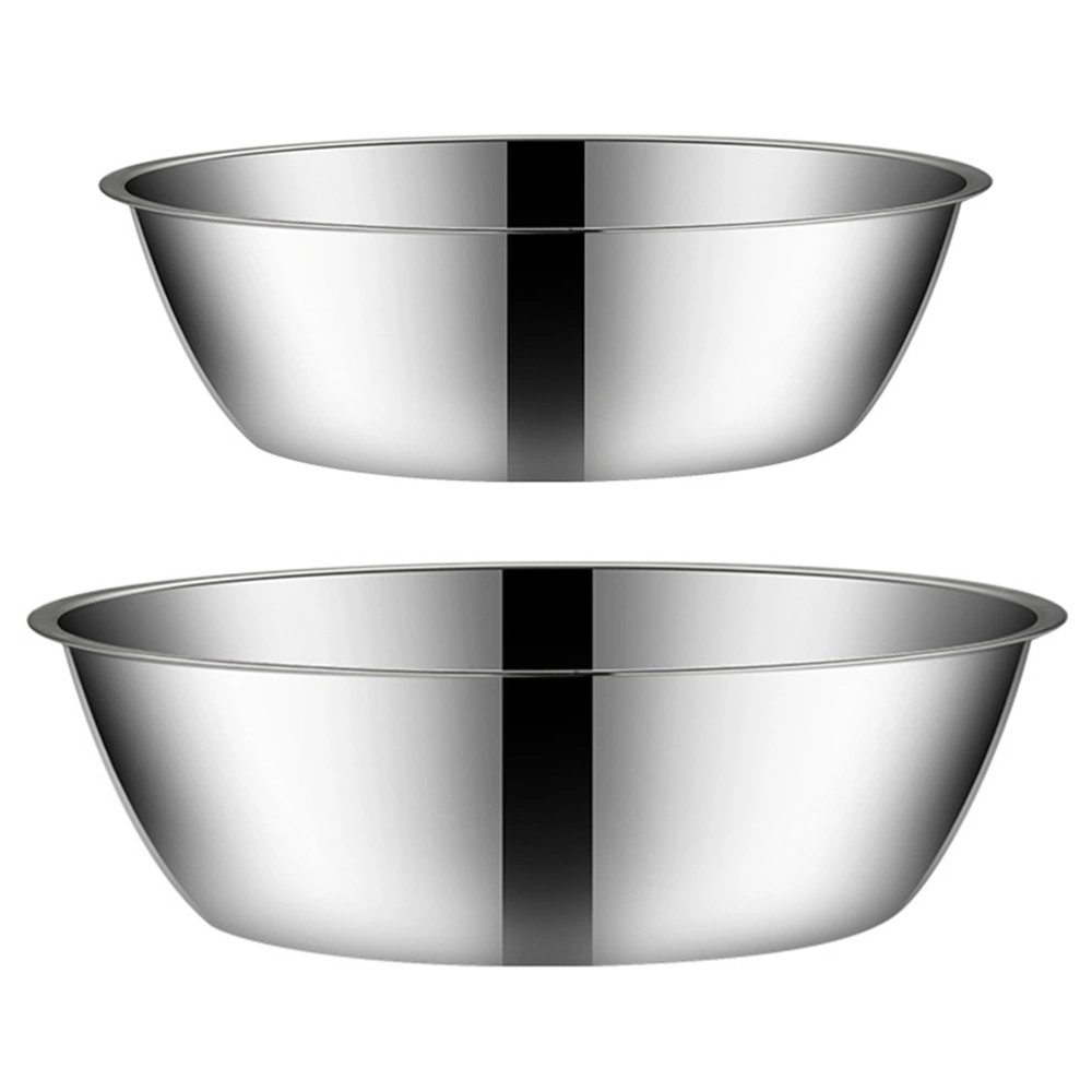 2PCS Stainless Steel Vegetables Soup Basin Household Kitchen Cooking Basin