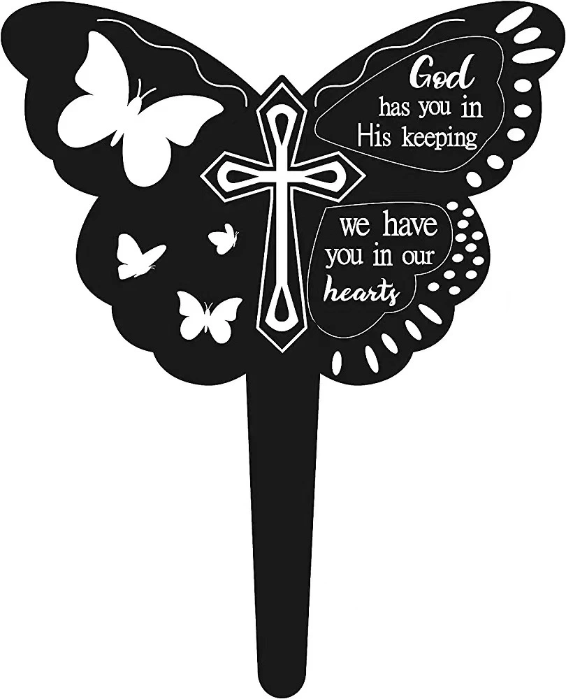 Cemetery Butterfly Memorial Sign Marker Metal Butterfly Graveyard Plaque Cemetery Stake