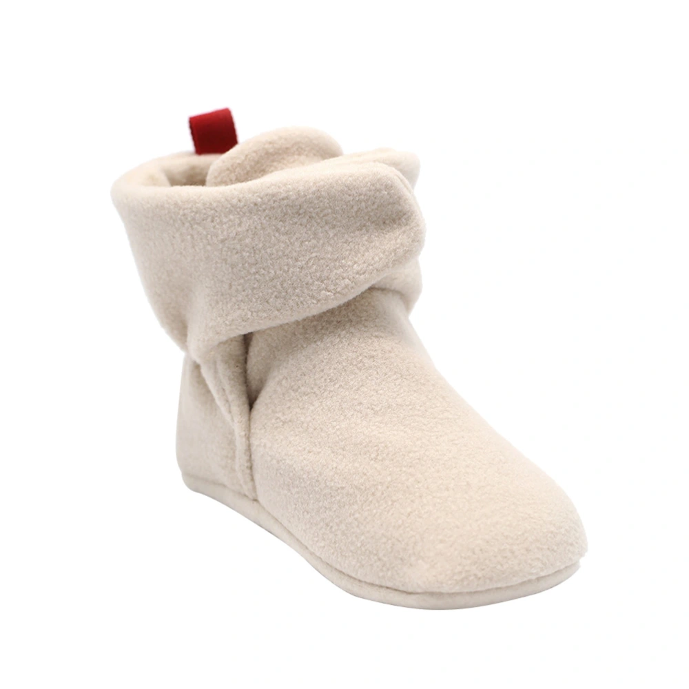 Baby Warm Sock Shoe Anti-slip Infant Slipper Sock Coral Fleece Footgear Toddler Winter Prewalker (Light Khaki/12CM/45G)