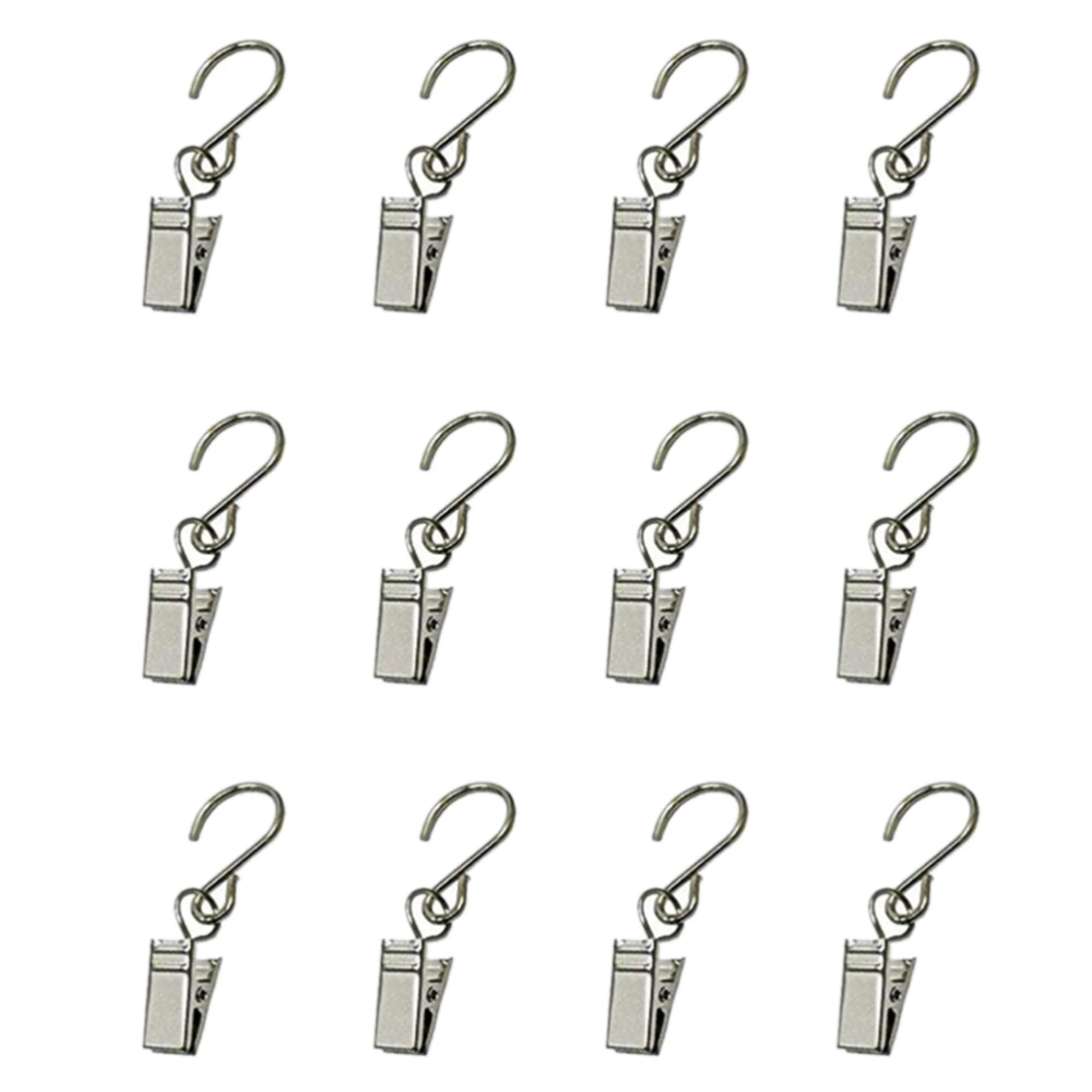 24 Pcs Stainless Steel Clips Curtain Clips Creative Photo Clips (Silver)