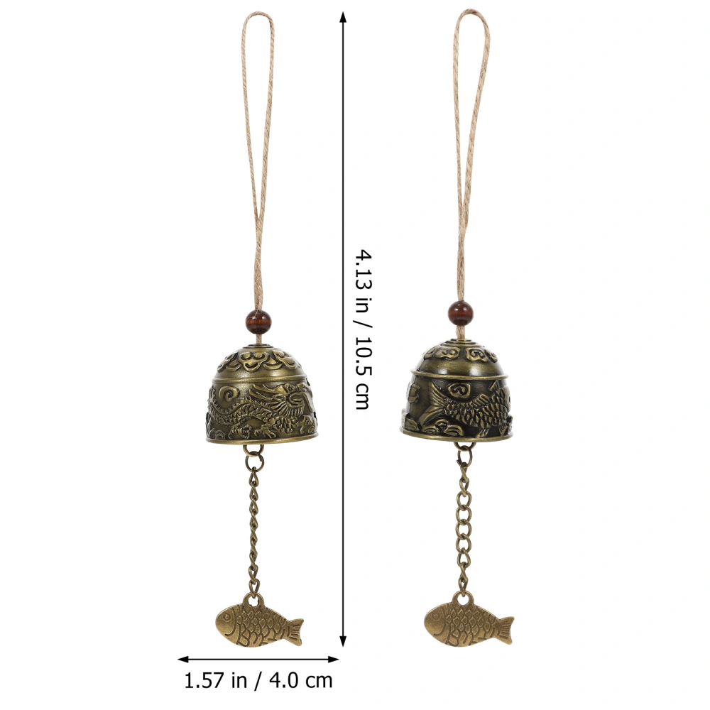 2pcs Decorate Fish Designed Wind Chimes Hanging Wind Bell Ornaments Retro Decor