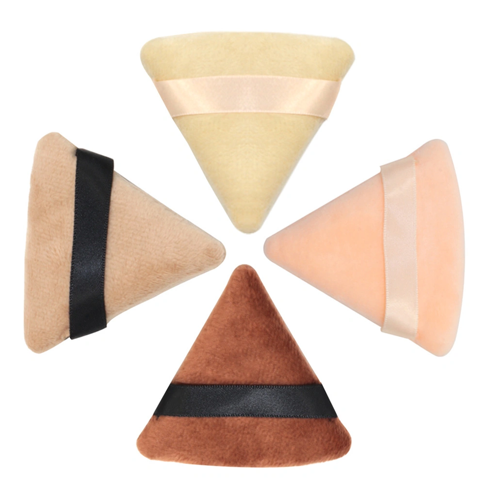 4Pcs Triangle Cotton Powder Puff Face Makeup Powder Puff Makeup Tool with Strap