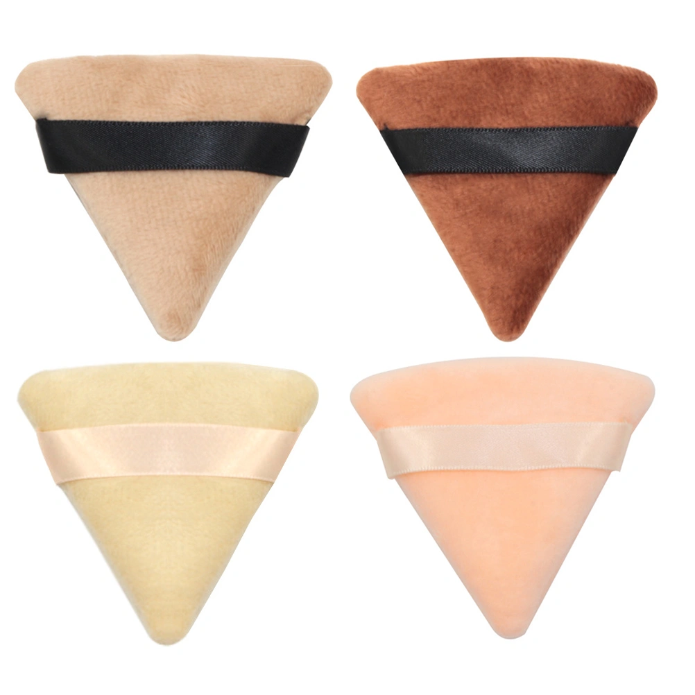 4Pcs Triangle Cotton Powder Puff Face Makeup Powder Puff Makeup Tool with Strap