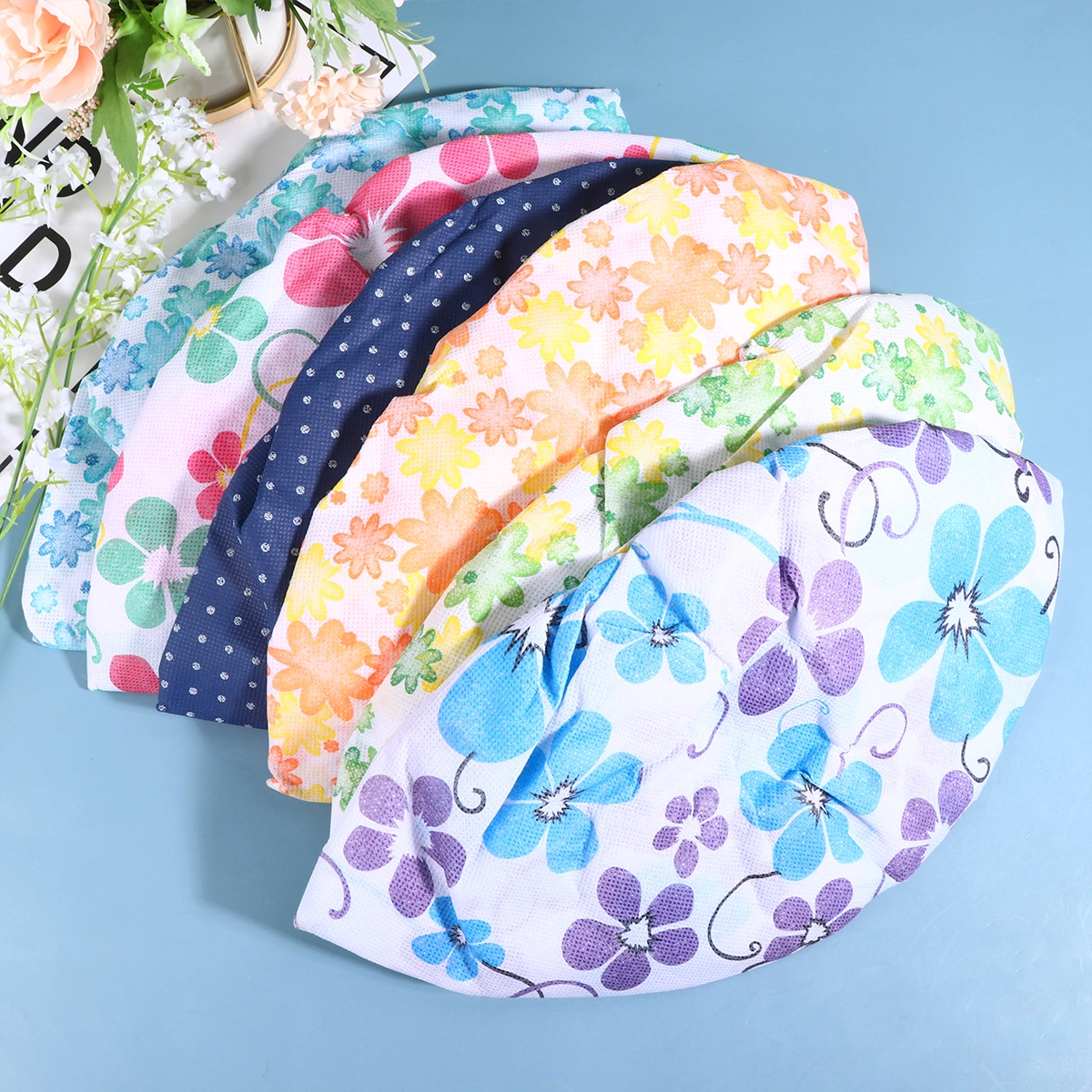 6 Pairs Washable Printed Non-woven Fabric Shoe Covers Thickened Non-slip Indoor Dustproof Foot Cover for Home Men Women