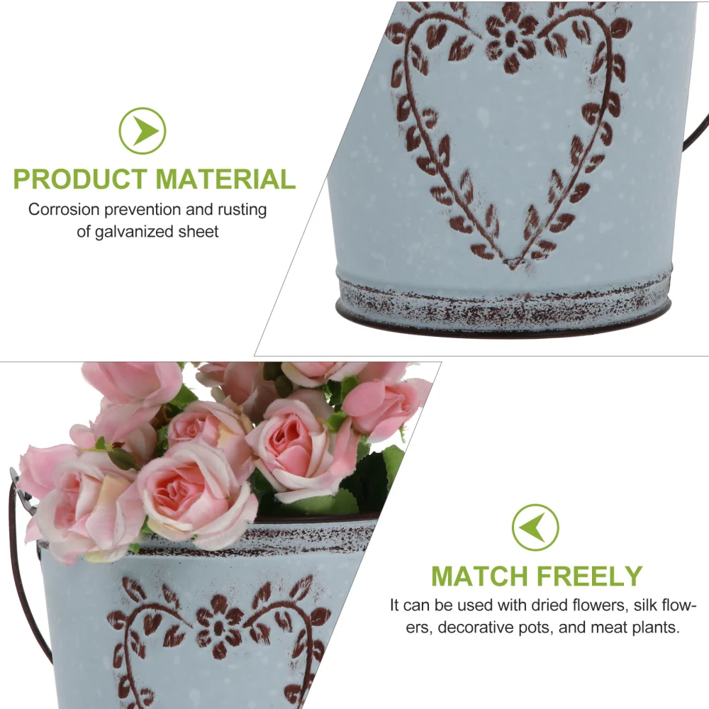 1 Pc Fashionable Flower Vase Vintage Flower Bucket Flower Container (Grey)