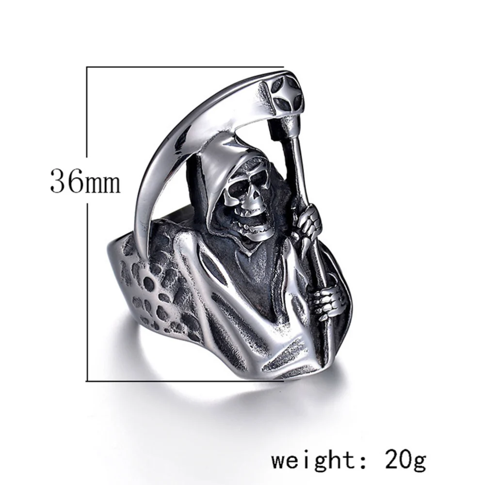 1PC Alloy Ring Reaper Scythe Ring Fierce Skull Ring Personalized Retro Ring