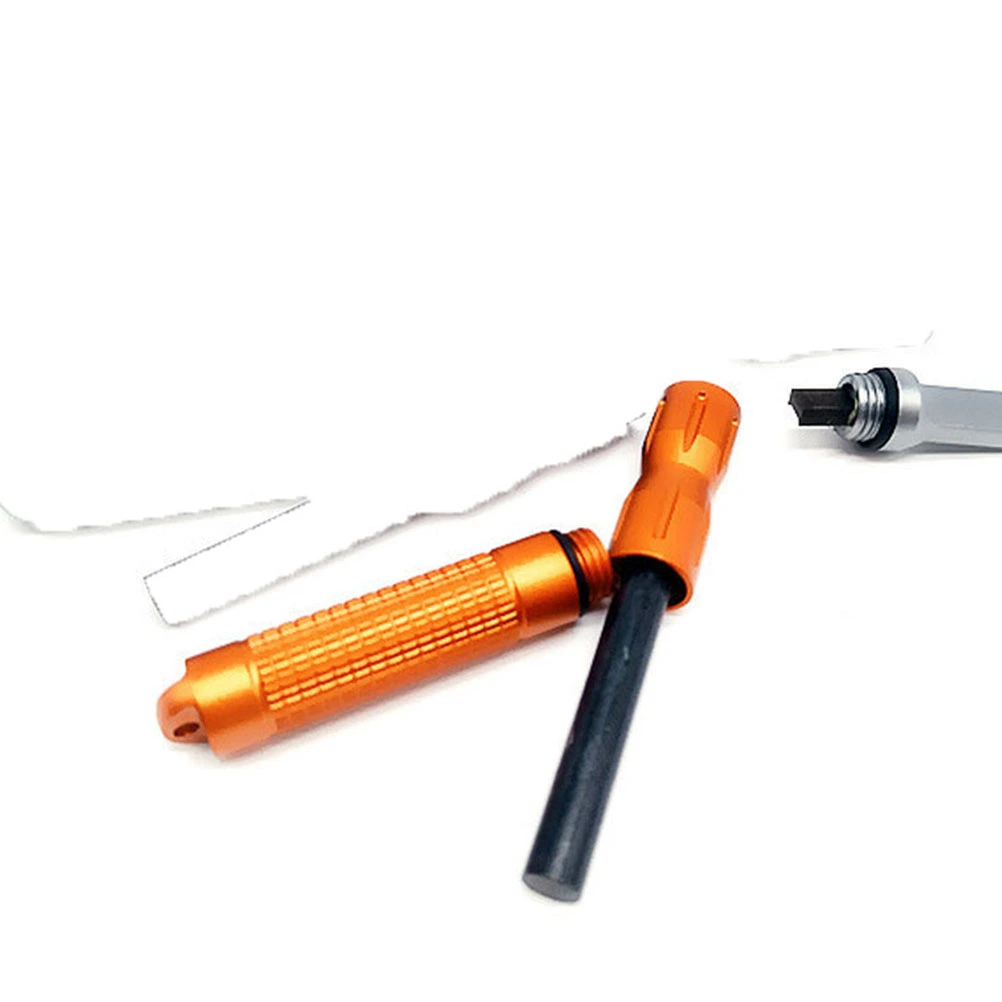 Outdoor Camping Survival Tools All Waterproof Outdoor Flint Spark Rod with Alloy (Orange + Flintstone)