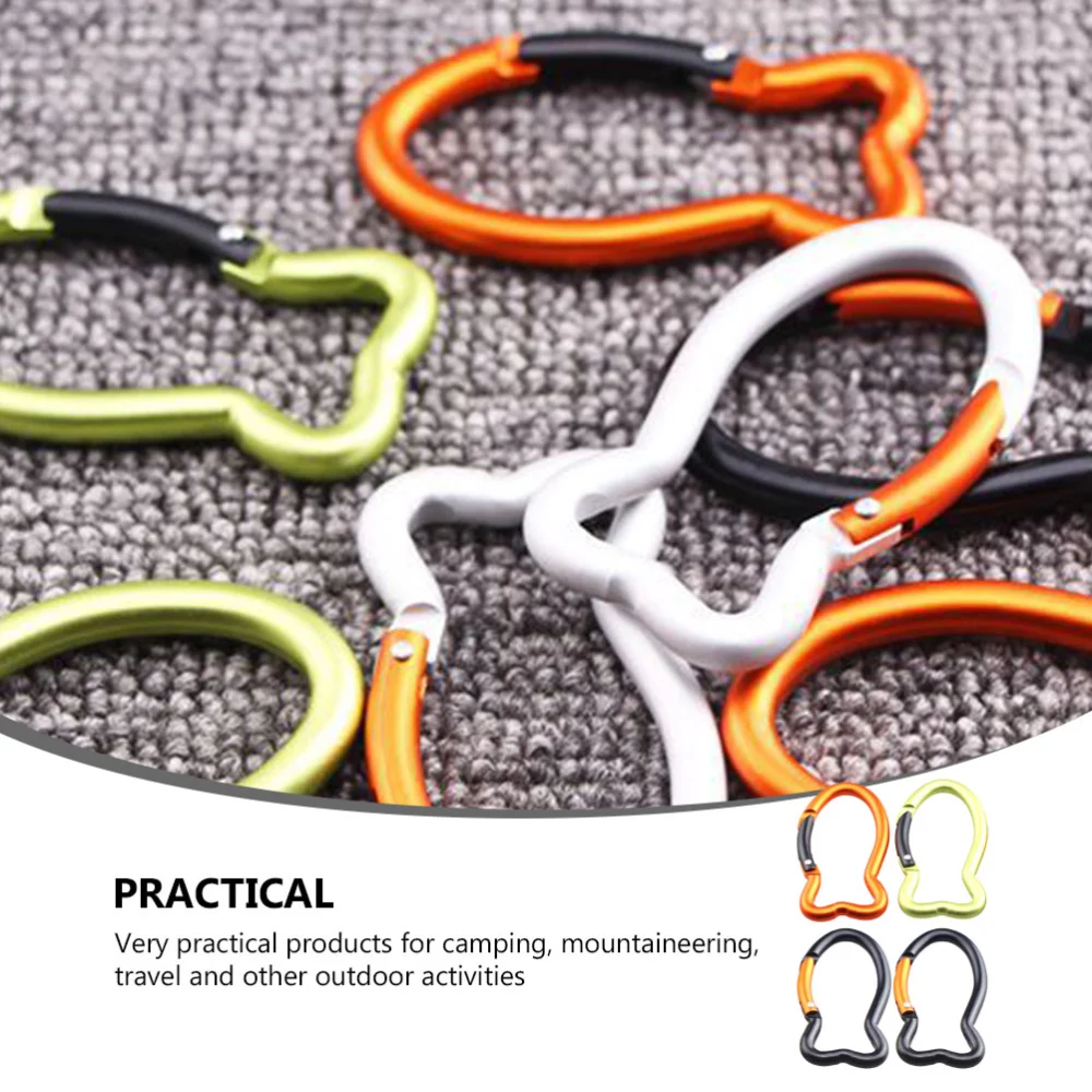 4Pcs Aluminium Alloy Buckle Hanging Hook Fish-shaped Carabiner (Random Color)