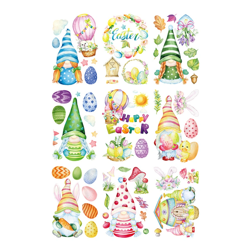 9 Sheets Easter Wall Sticker Cartoon Bunny Stickers Egg Window Stickers for Decor