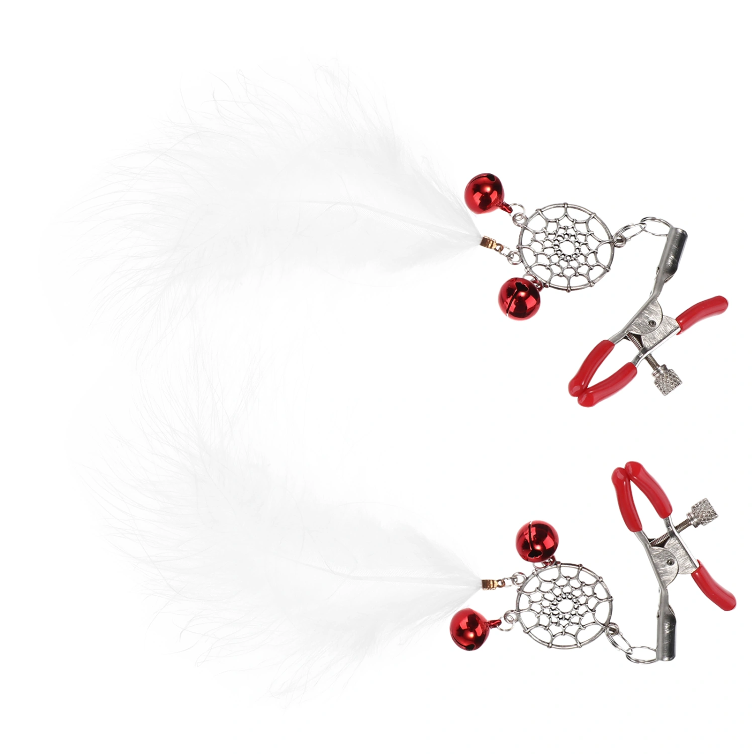 1 Pair Feather Nipples Clips with Bell Women Body Jewelry Nipples Chest Clamps