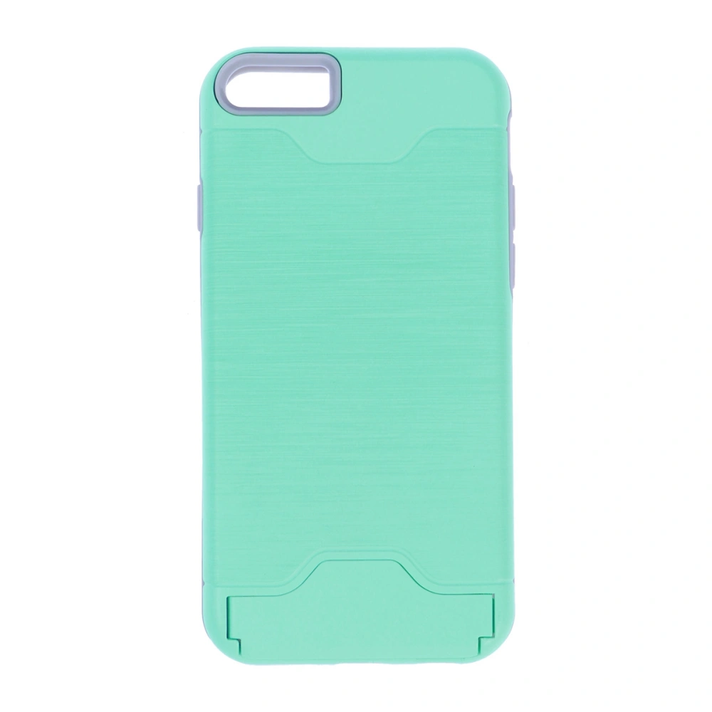 Wallet Phone Case Shockproof Holder Case Sturdy Kickstand Phone Cover with Wire Drawing Treatment for iPhone6/6S(Mint Green)