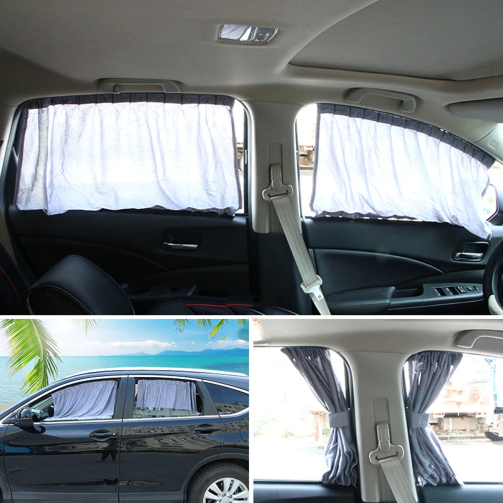 2pcs 70cm Long Universal Retractable Car Vehicle Curtains Window Roller Sun Shades Blind Protectors(70L Grey)