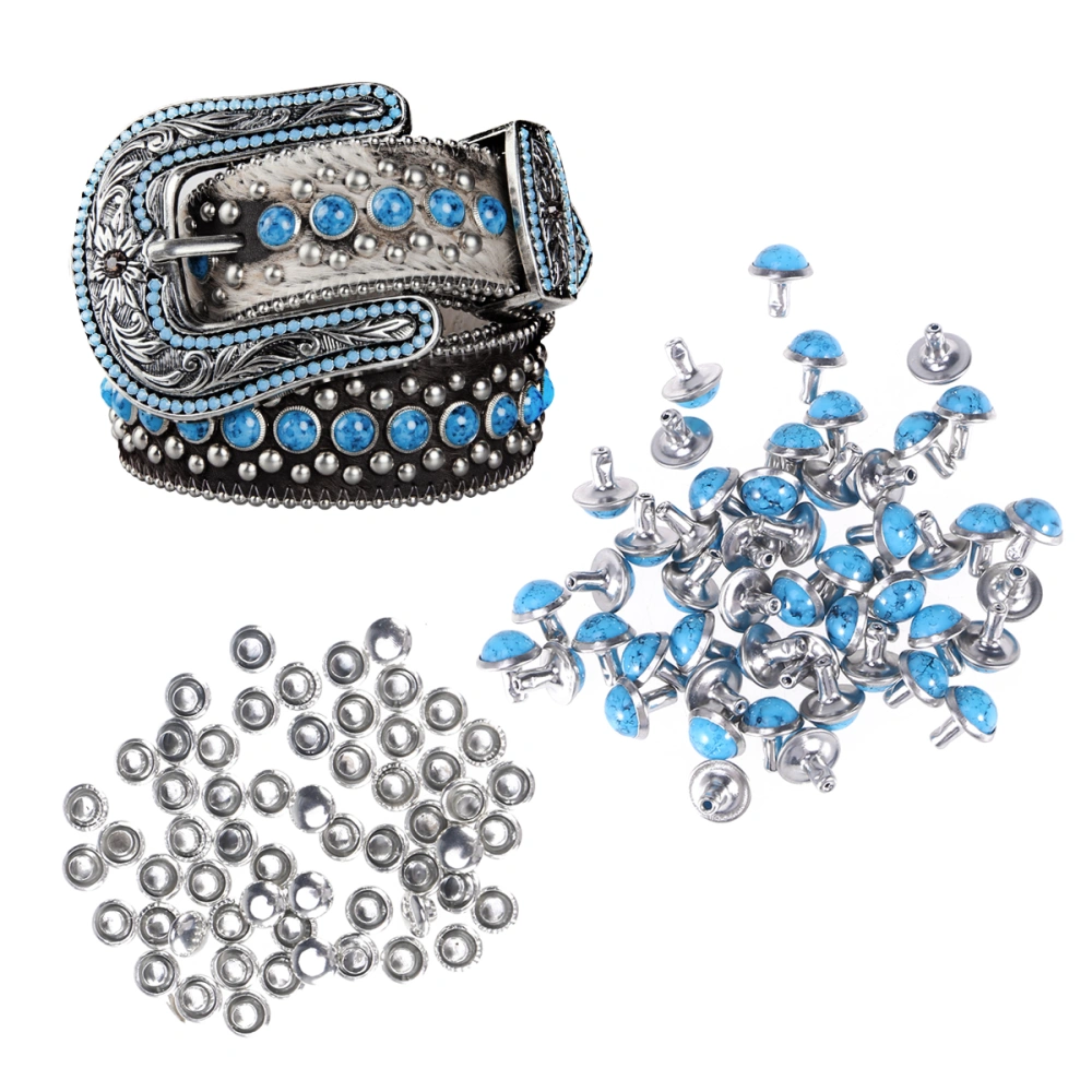 100 Pcs 8MM Turquoise Rivets Crash Nails Spots Studs Handmade DIY Decoration Accessories Clothing Bracelet Jewelry Shoes Bag - No.16 (Blue)